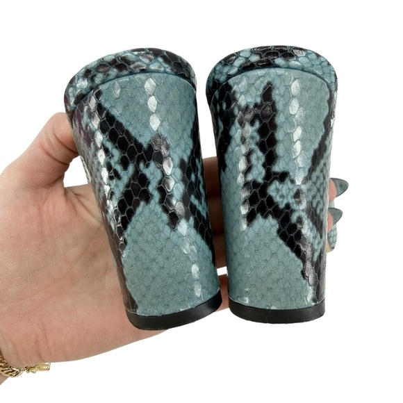 Paris Texas Blue Snakeskin Block Heel Mules EU40 US10 Like New w Original Box - Picture 7 of 11